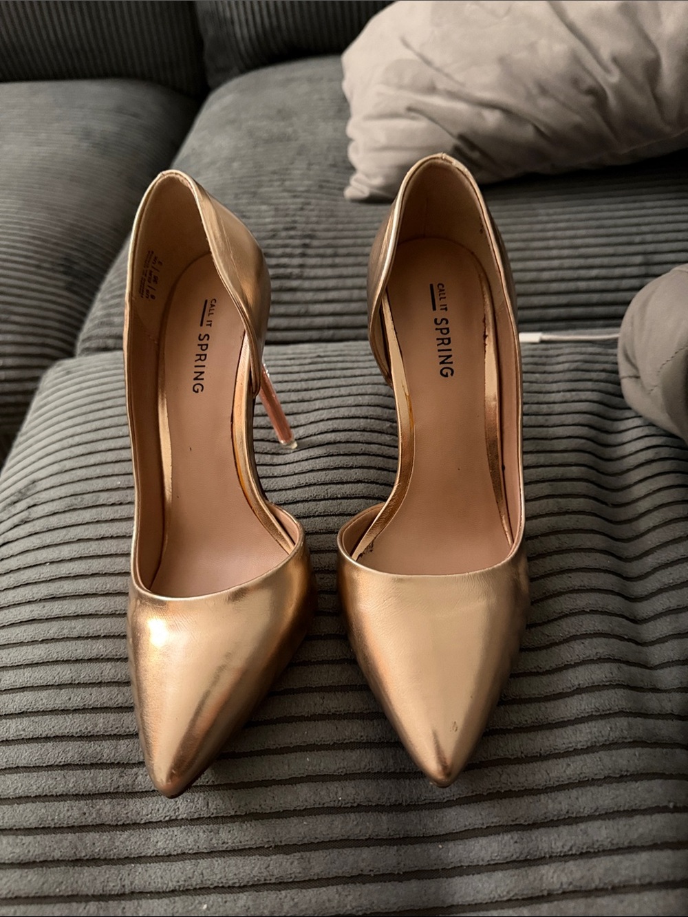 Call It Spring Metallic Rose Gold Pointed Toe Stiletto Pumps